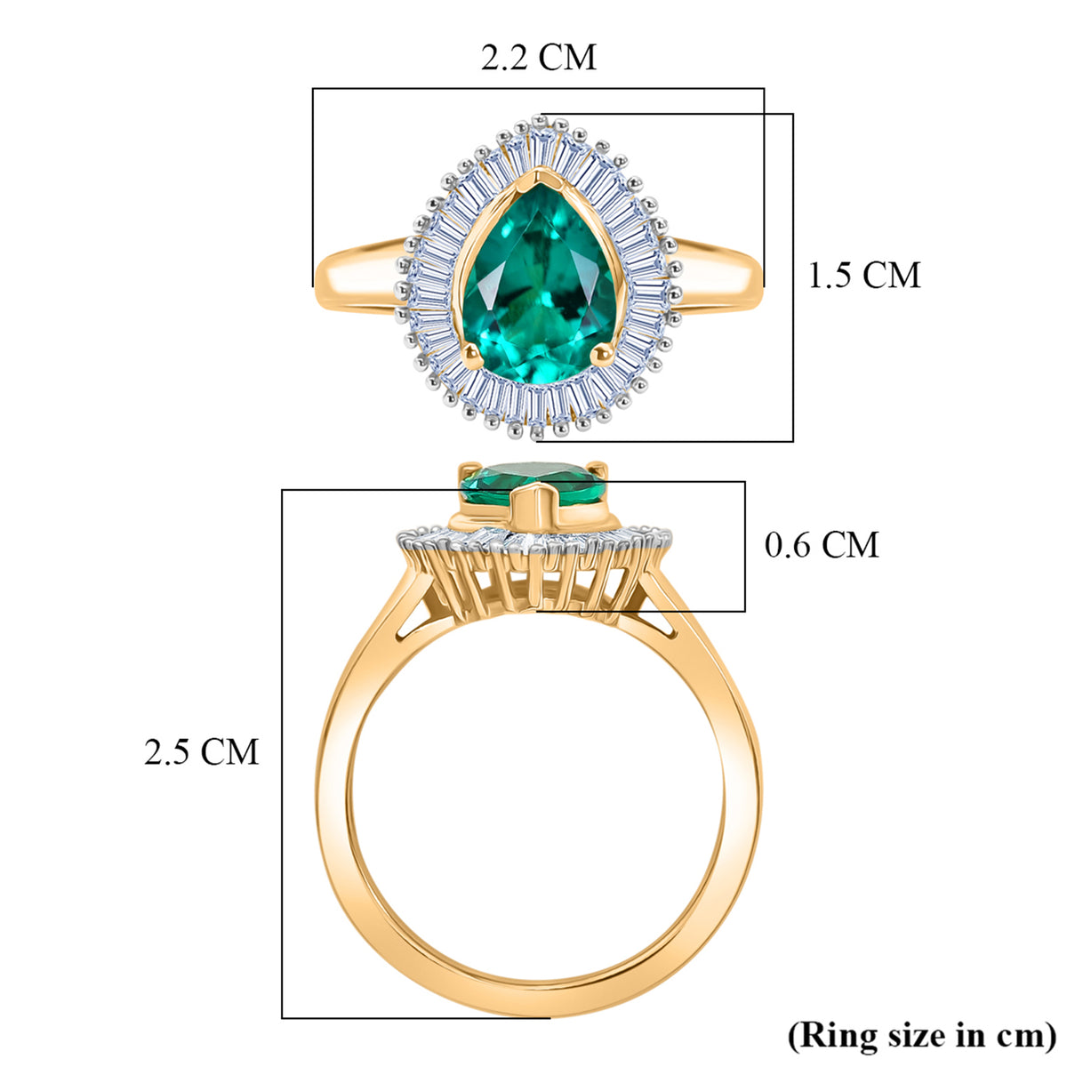 Luxuriant - AAA Lab Grown Colombian Emerald &amp; Lab Grown Diamond (SI/G-H) Halo Ring in 18K Vermeil Yellow Gold Plated Sterling Silver 1.70 Ct. 8573065 7