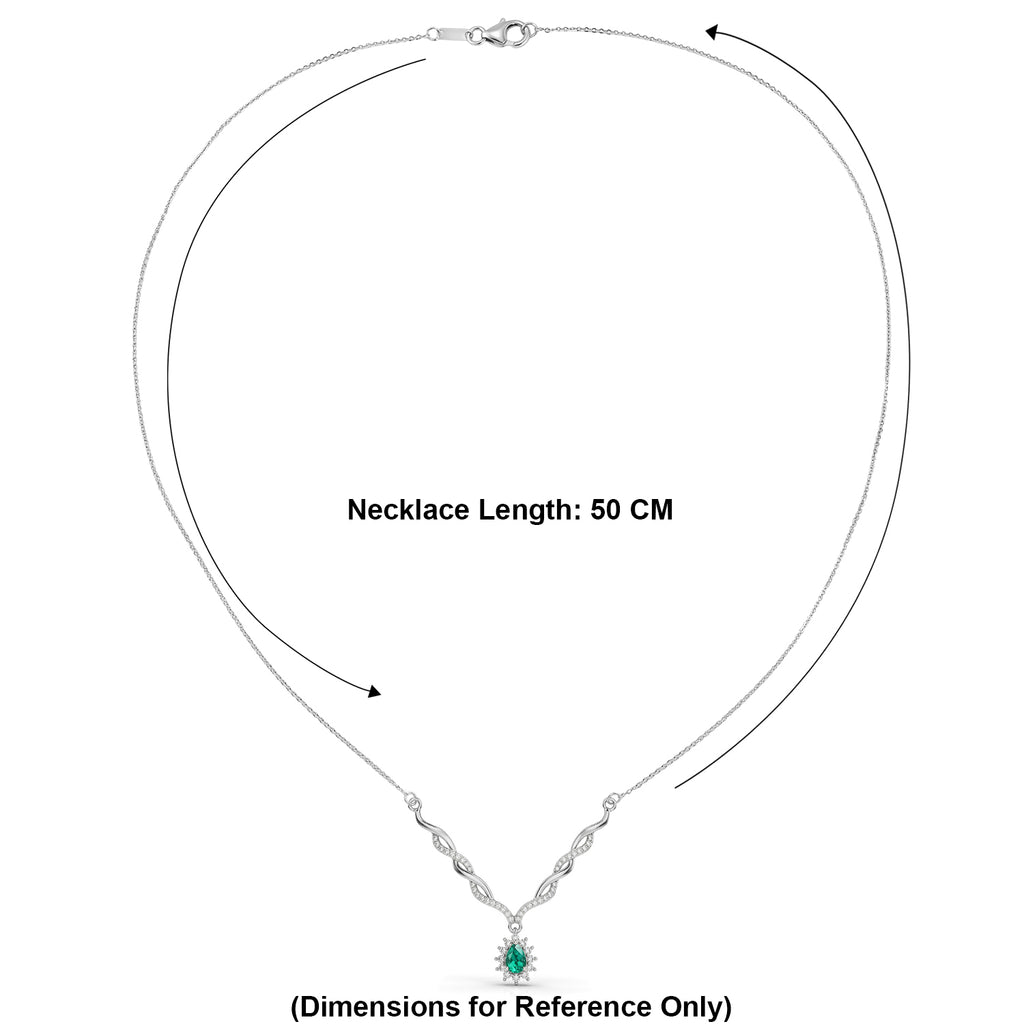 D'Joy - AAA Lab Grown Colombian Emerald & White Zircon Halo Necklace (Size - 20) in Rhodium Overlay Sterling Silver 1.00 Ct._8573332_4