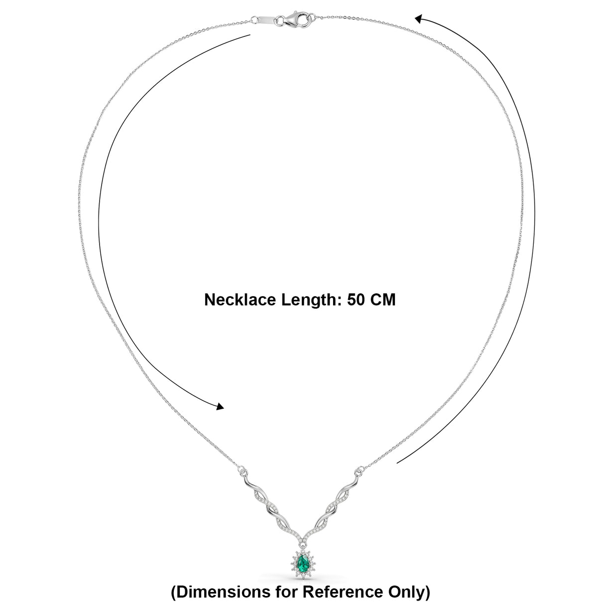 D'Joy - AAA Lab Grown Colombian Emerald &amp; White Zircon Halo Necklace (Size - 20) in Rhodium Overlay Sterling Silver 1.00 Ct. V32513982 5