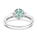 Luxuriant - AAA Lab Grown Columbian Emerald & Lab Grown Diamond (SI/G-H) Ring in Rhodium Overlay Sterling Silver 1.00 Ct._8573347_4