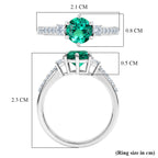 Luxuriant - AAA Lab Grown Columbian Emerald & Lab Grown Diamond (SI/G-H) Ring in Rhodium Overlay Sterling Silver 1.00 Ct._8573347_5