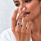 D'Joy Iolite, Moissanite Main Stone With Surrounding Stone Ring in Rhodium OverlaySterling Silver  2.200  Ct._8573350_2