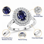 D'Joy Iolite, Moissanite Main Stone With Surrounding Stone Ring in Rhodium OverlaySterling Silver  2.200  Ct._8573350_3