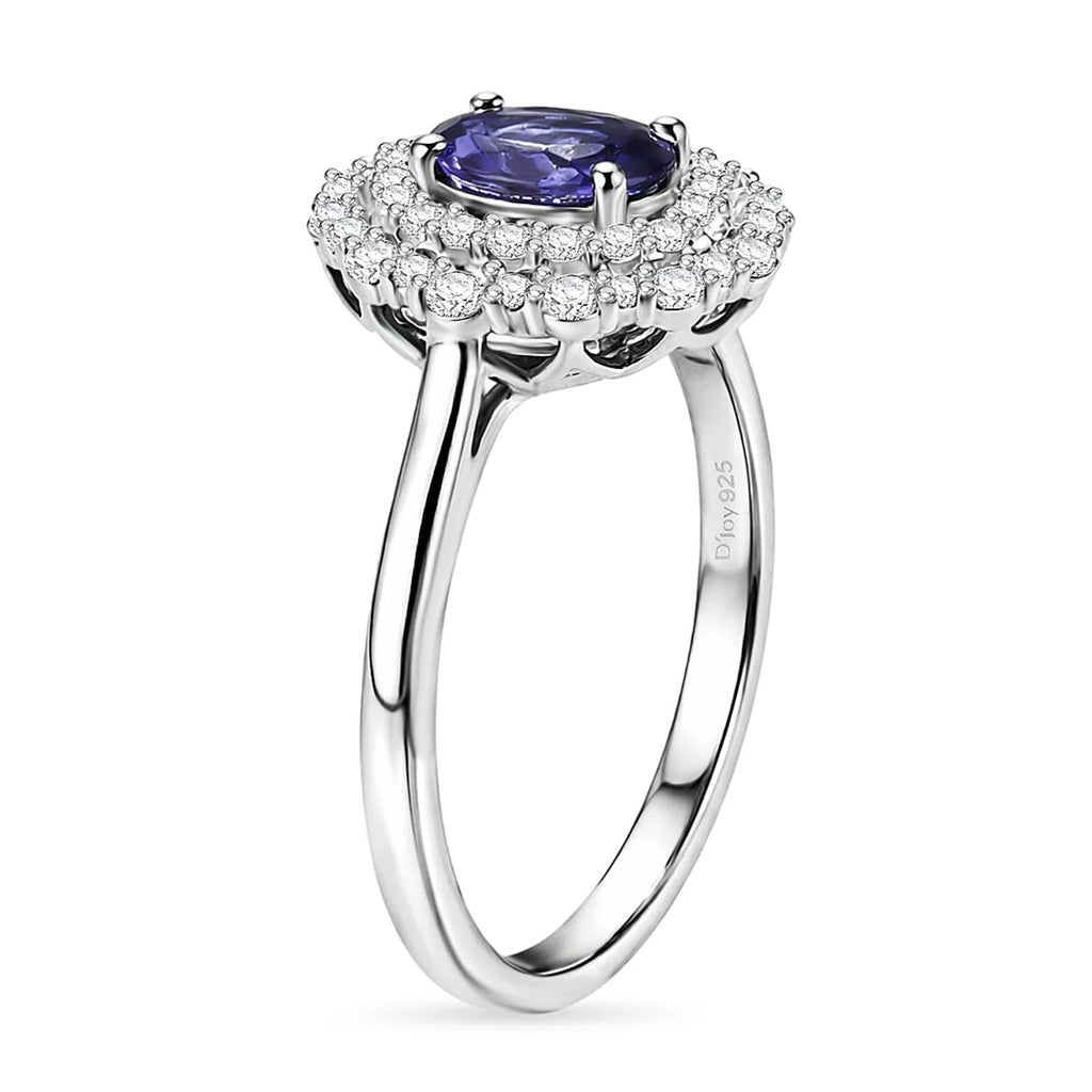 D'Joy Iolite, Moissanite Main Stone With Surrounding Stone Ring in Rhodium OverlaySterling Silver  2.200  Ct._8573350_4