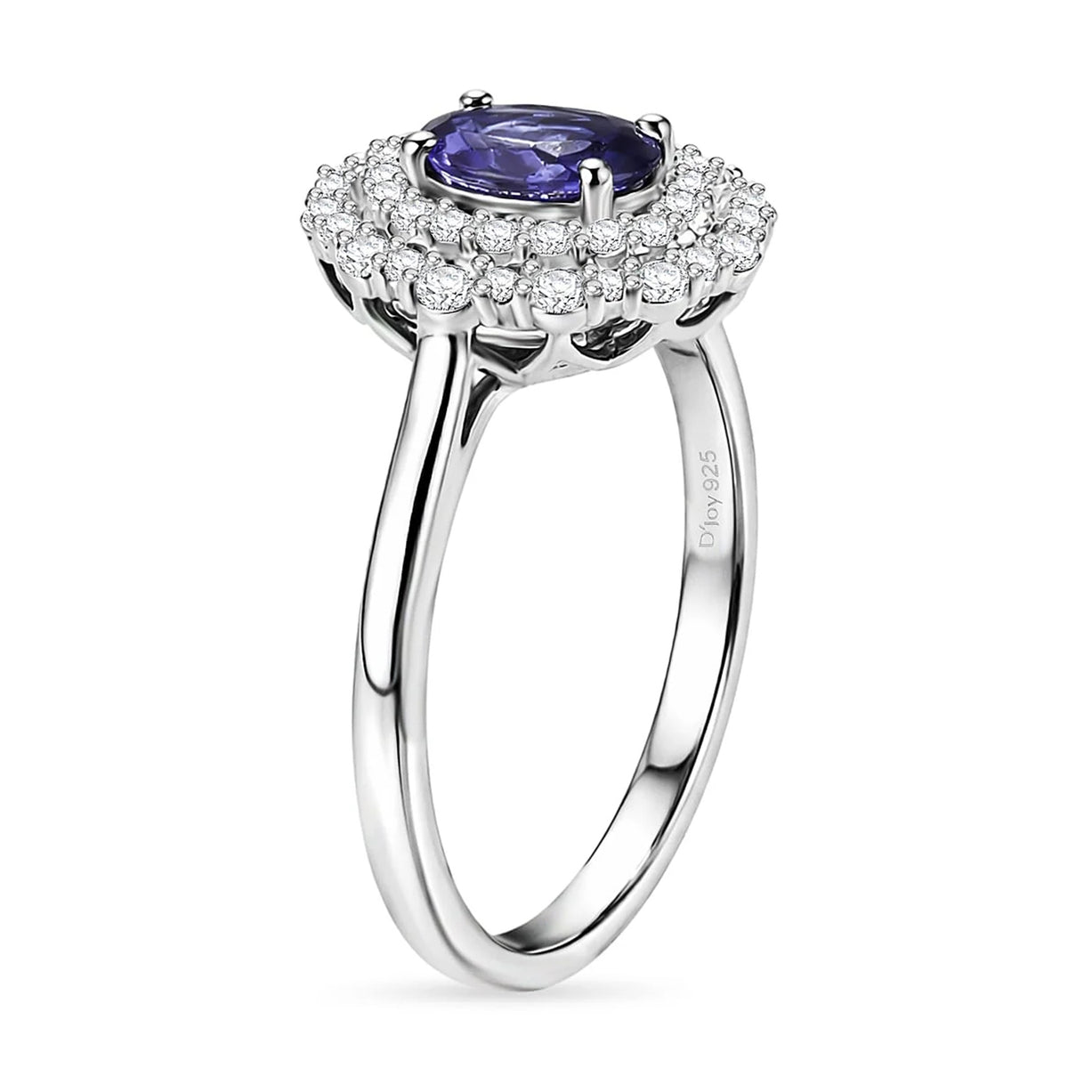 Certified and Appraised D'Joy Iolite, Moissanite Main Stone With Surrounding Stone Ring in Rhodium Overlay Sterling Silver 2.200 Ct. 8573350 4