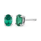 Luxuriant - AAA Lab Grown Colombian Emerald Stud Earring with Push Post in Platinum Overlay Sterling Silver_8573356