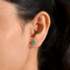 Luxuriant - AAA Lab Grown Colombian Emerald Stud Earring with Push Post in Platinum Overlay Sterling Silver_8573356_1