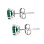 Luxuriant - AAA Lab Grown Colombian Emerald Stud Earring with Push Post in Platinum Overlay Sterling Silver_8573356_3