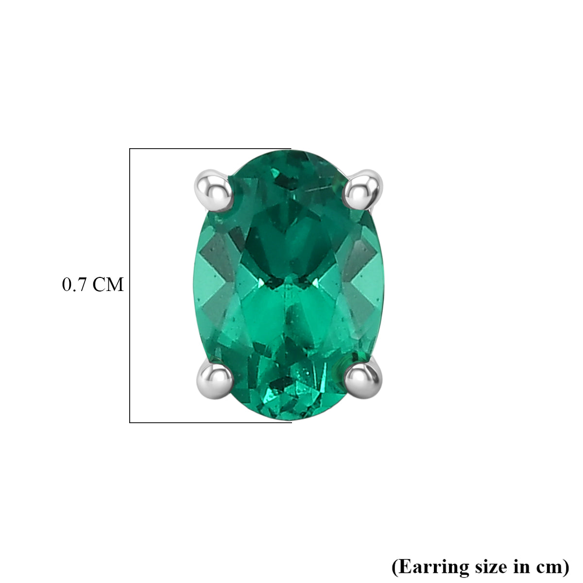 Luxuriant - AAA Lab Grown Colombian Emerald Stud Earring with Push Post in Platinum Overlay Sterling Silver V32540238 5