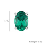 Luxuriant - AAA Lab Grown Colombian Emerald Stud Earring with Push Post in Platinum Overlay Sterling Silver_8573356_4