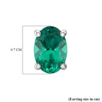 Luxuriant - AAA Lab Grown Columbian Emerald Stud Earring with Push Post in Yellow Gold Plated Sterling Silver