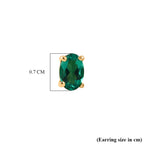 Luxuriant - AAA Lab Grown Columbian Emerald Stud Earring with Push Post in Yellow Gold Plated Sterling Silver_8573357_4