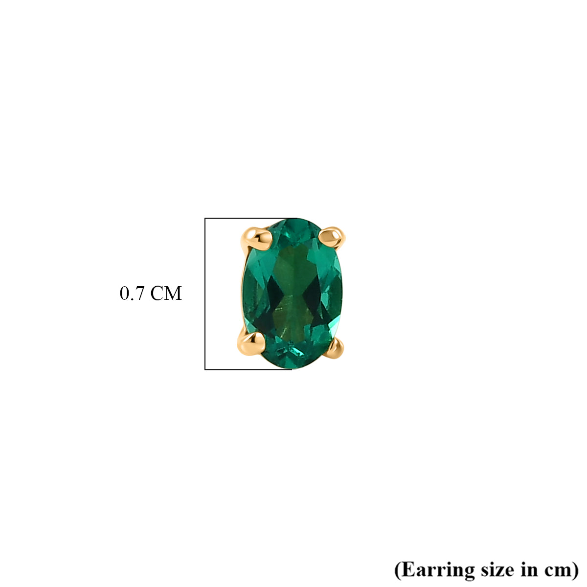 Luxuriant - AAA Lab Grown Columbian Emerald Stud Earring with Push Post in Yellow Gold Plated Sterling Silver 8573357 5