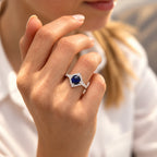 D'Joy Iolite, Moissanite Main Stone With Side Stone Ring in Rhodium OverlaySterling Silver  2.550  Ct._8573364_2
