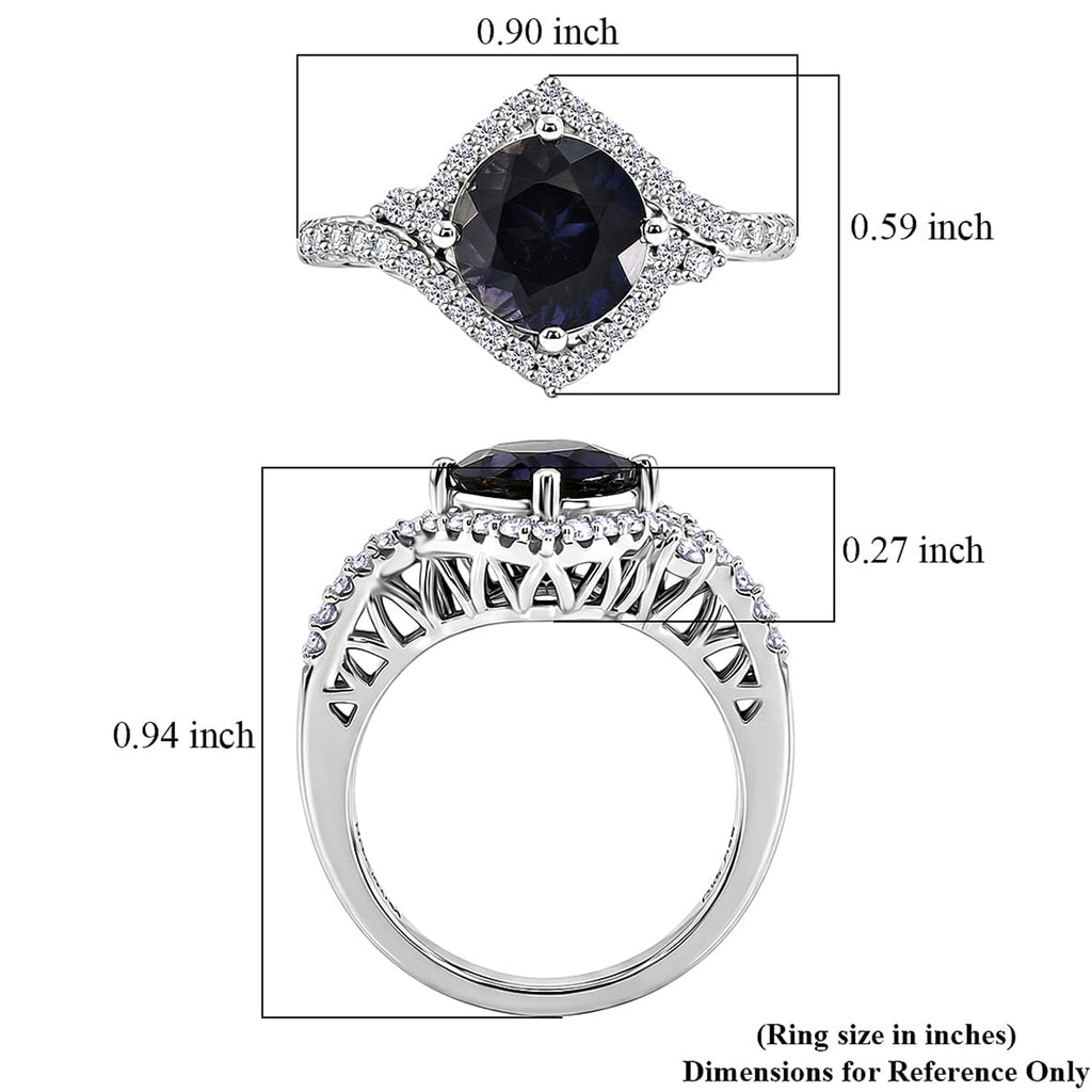 D'Joy Iolite, Moissanite Main Stone With Side Stone Ring in Rhodium OverlaySterling Silver  2.550  Ct._8573364_6