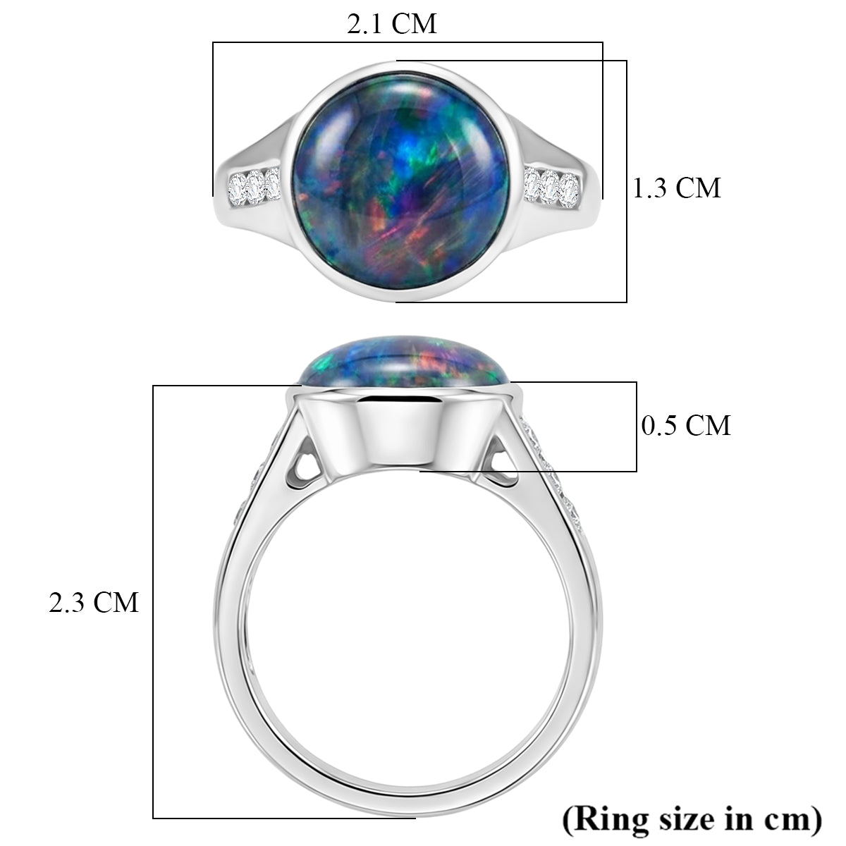 D'Joy - Boulder Opal Triplet &amp; White Zircon Ring in Rhodium Overlay Sterling Silver 3.85 Ct. V32559014 6