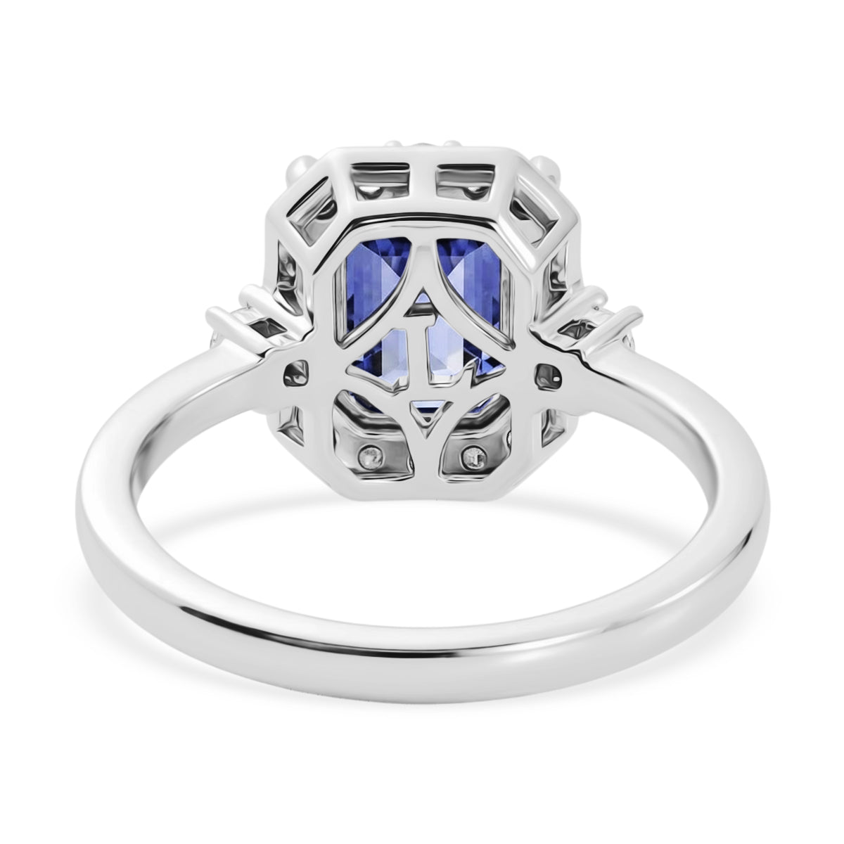 Luxuriant - AAA Tanzanite (1.6ct) &amp; Lab Grown Diamond (SI/G-H) Halo Ring in Rhodium Overlay Sterling Silver 2.05 Ct. V32525616 5