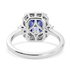 Luxuriant - AAA Tanzanite & Lab Grown Diamond (SI/G-H) Halo Ring in Rhodium Overlay Sterling Silver 2.05 Ct._8573393_4
