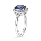Luxuriant - AAA Tanzanite (1.5ct) & Lab Grown Diamond (SI/G-H) Cushion Cut Halo Ring in Rhodium Overlay Sterling Silver 2.00 Ct._8573421_3
