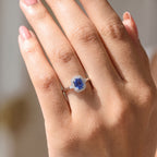 Luxuriant - AAA Tanzanite (1.5ct) & Lab Grown Diamond (SI/G-H) Cushion Cut Halo Ring in Rhodium Overlay Sterling Silver 2.00 Ct._8573421_4