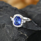 Luxuriant - AAA Tanzanite & Lab Grown Diamond (SI/G-H) Cushion Cut Halo Ring in Rhodium Overlay Sterling Silver 2.00 Ct._8573424_2