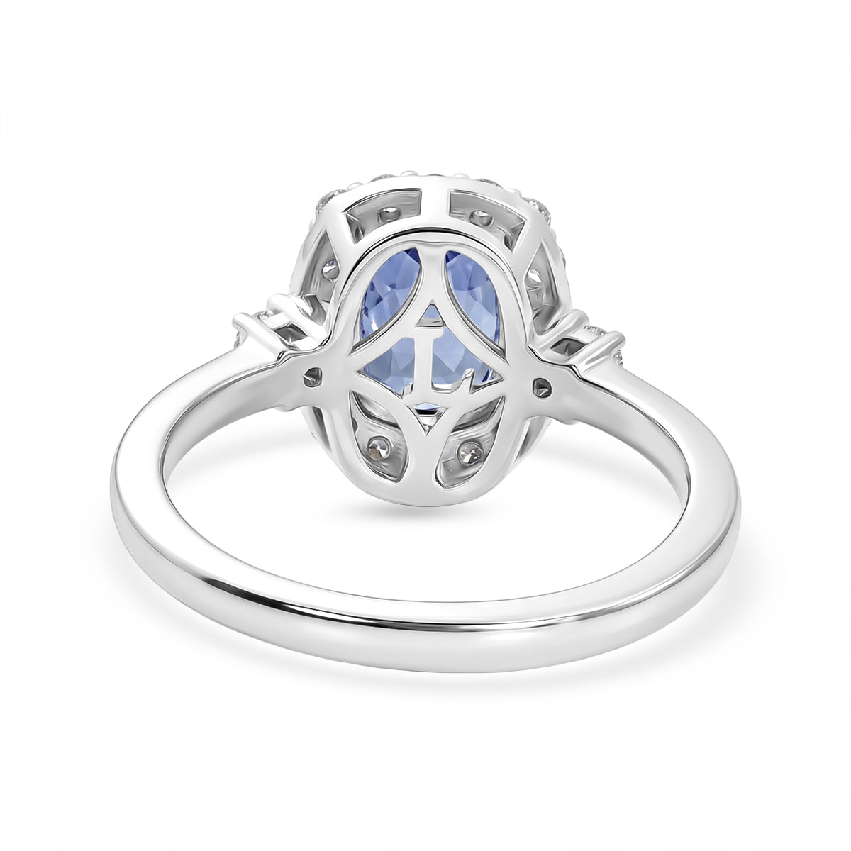Luxuriant - AAA Tanzanite (1.5ct) &amp; Lab Grown Diamond (SI/G-H) Cushion Cut Halo Ring in Rhodium Overlay Sterling Silver 2.00 Ct. V32525726 5