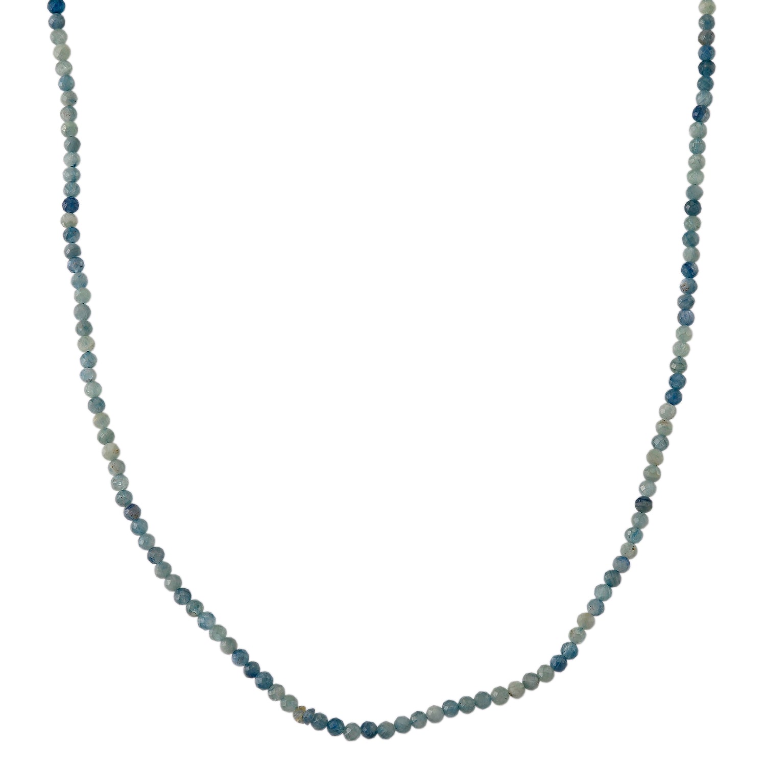 AAA Natural Kyanite Adjustable Beads Necklace (Size - 18+2 Ext) with Clasp in Silver Tone 25.00 Ct. V32536063 0