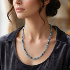 Kyanite Adjustable Beads Necklace (Size - 18+2 Ext) with Clasp in Silver Tone 25.00 Ct._8573493_1