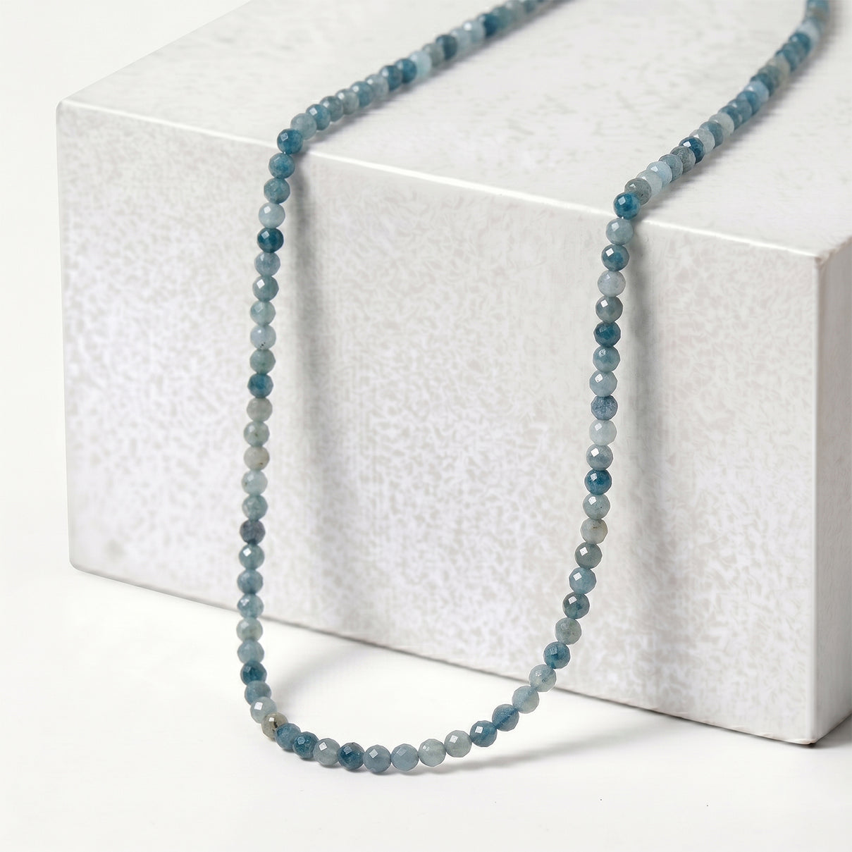 AAA Natural Kyanite Adjustable Beads Necklace (Size - 18+2 Ext) with Clasp in Silver Tone 25.00 Ct. V32536063 3