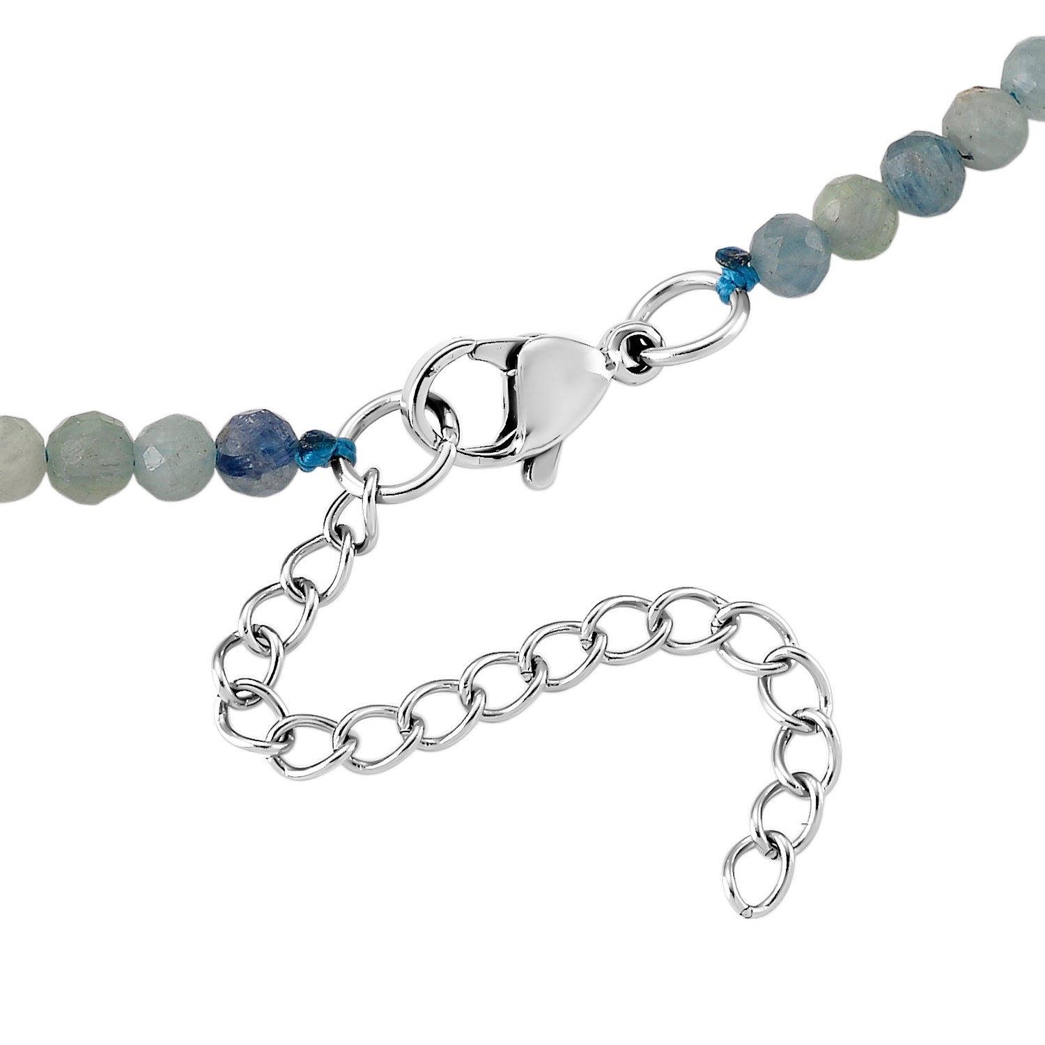AAA Natural Kyanite Adjustable Beads Necklace (Size - 18+2 Ext) with Clasp in Silver Tone 25.00 Ct. V32536063 5