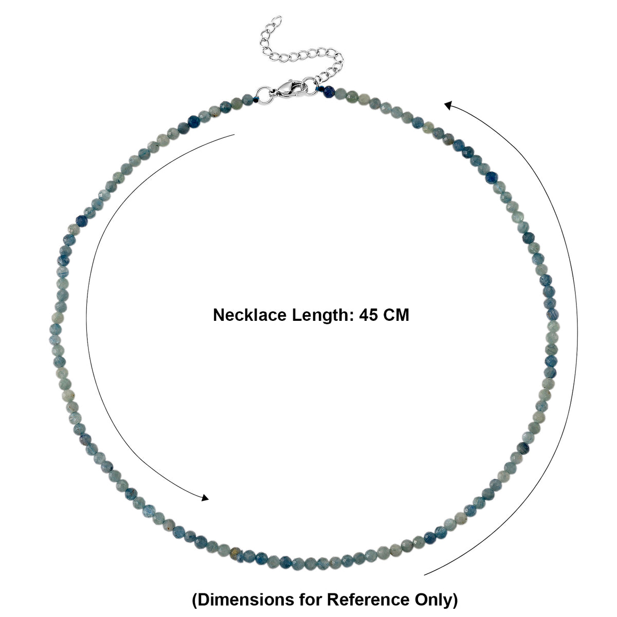 AAA Natural Kyanite Adjustable Beads Necklace (Size - 18+2 Ext) with Clasp in Silver Tone 25.00 Ct. V32536063 6