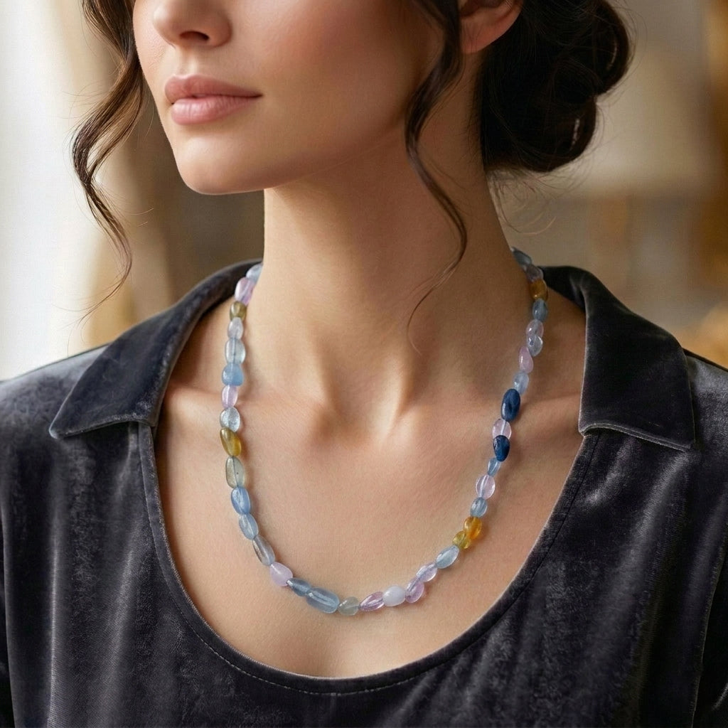 Multi Beryl Beads Necklace (Size - 18+2 Ext) 90.00 Ct. V32515373 3