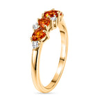 D'Joy - Natural Crimson Fire Opal & White Zircon Ring in Yellow Gold Plated Sterling Silver_8573953_3