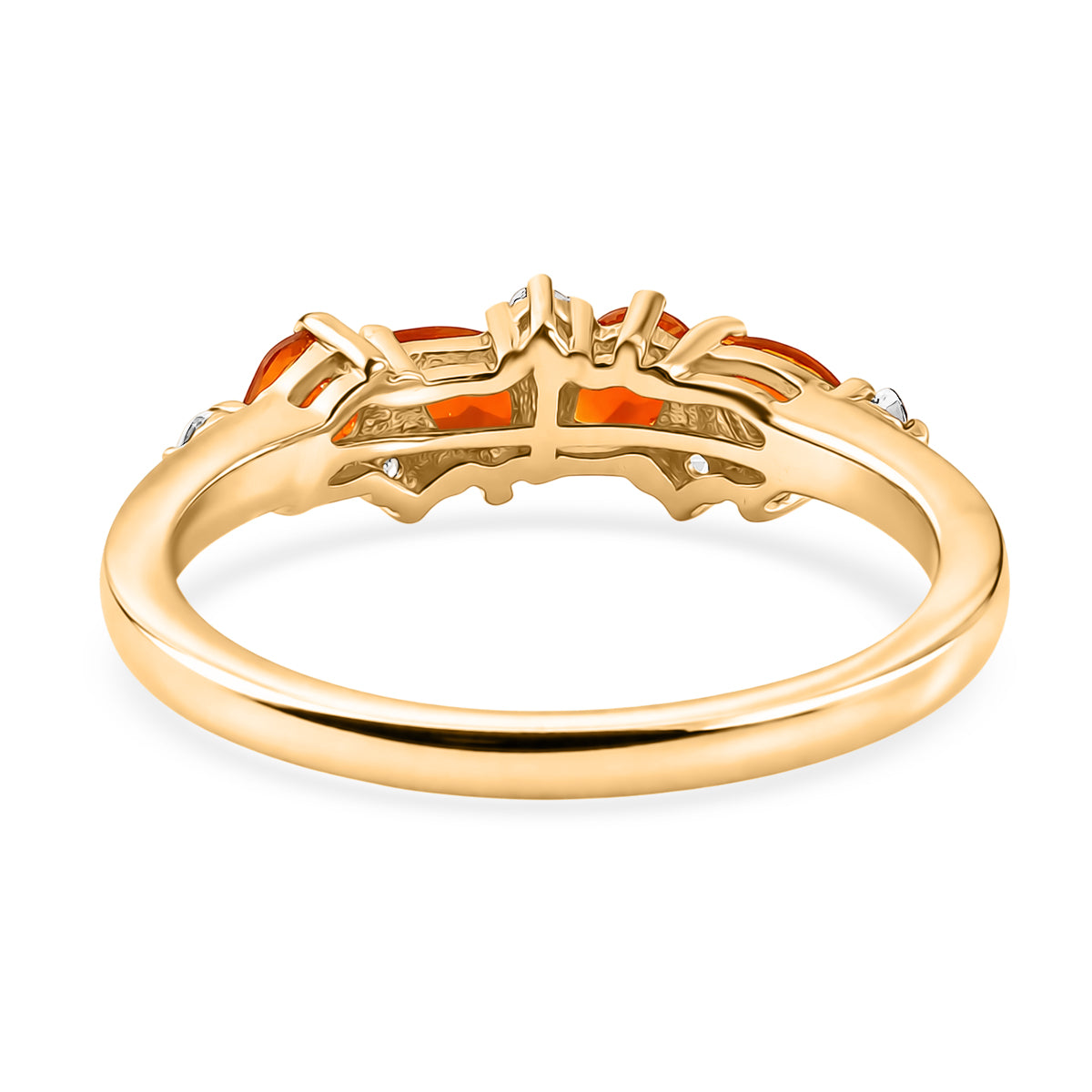 D'Joy - Natural Crimson Fire Opal &amp; White Zircon Ring in Yellow Gold Plated Sterling Silver V32514048 5