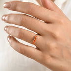 D'Joy - Natural Crimson Fire Opal & White Zircon Ring in Yellow Gold Plated Sterling Silver_8573958_1