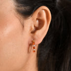 D'Joy - Natural Crimson Fire Opal & Moissanite Full Hoop Earring with Clasp in Yellow Gold Plated Sterling Silver_8573965_1