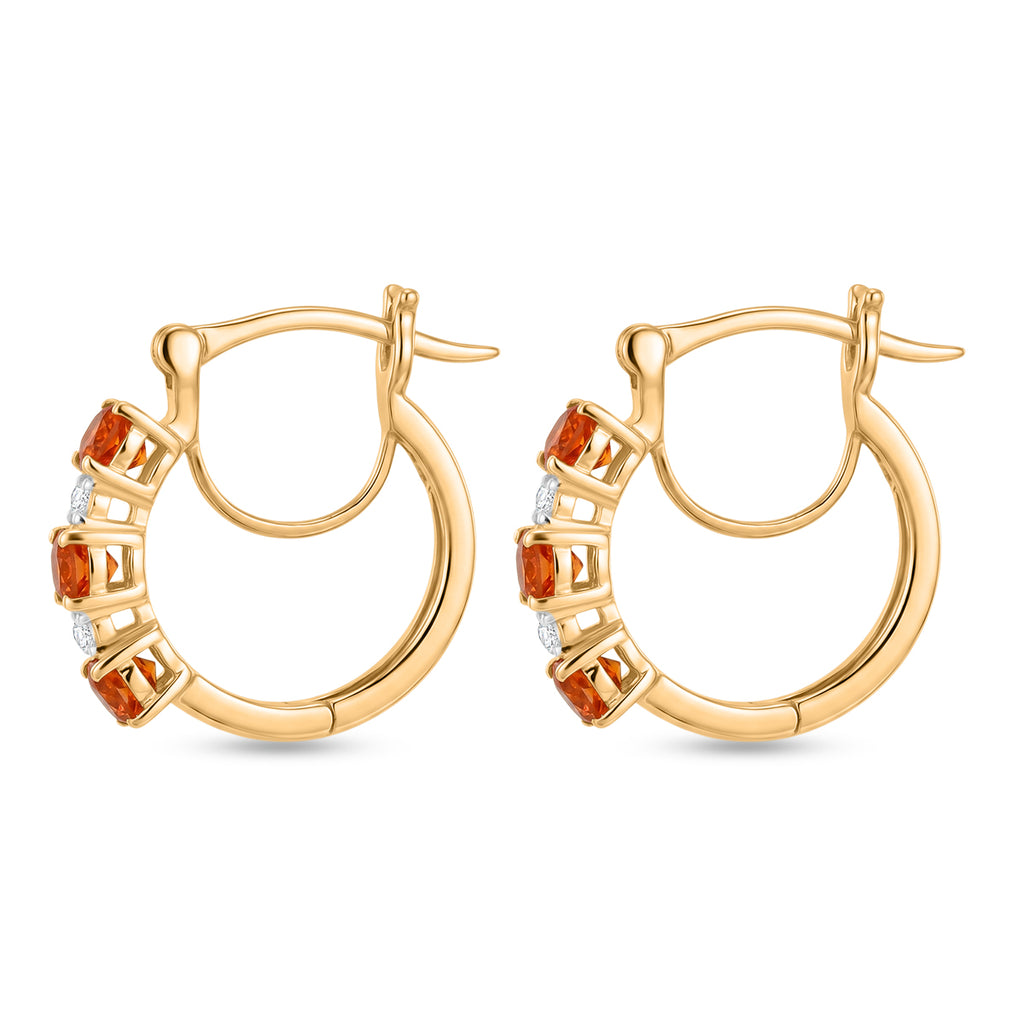 D'Joy - Natural Crimson Fire Opal & Moissanite Full Hoop Earring with Clasp in Yellow Gold Plated Sterling Silver_8573965_3