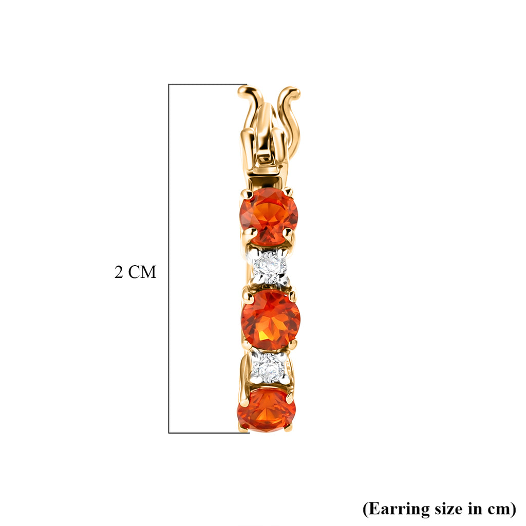 D'Joy - Natural Crimson Fire Opal & Moissanite Full Hoop Earring with Clasp in Yellow Gold Plated Sterling Silver_8573965_4