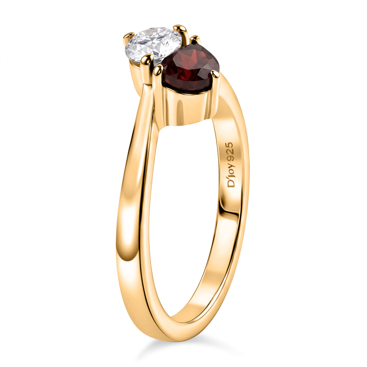 D'Joy - Red Garnet &amp; Moissanite Toi-et-Moi Ring in 18K Vermeil Yellow Gold Plated Sterling Silver 8574003 4