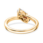 D'Joy - Red Garnet & Moissanite Toi-et-Moi Ring in 18K Vermeil Yellow Gold Plated Sterling Silver_8574003_4
