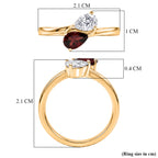 D'Joy - Red Garnet & Moissanite Toi-et-Moi Ring in 18K Vermeil Yellow Gold Plated Sterling Silver_8574003_5