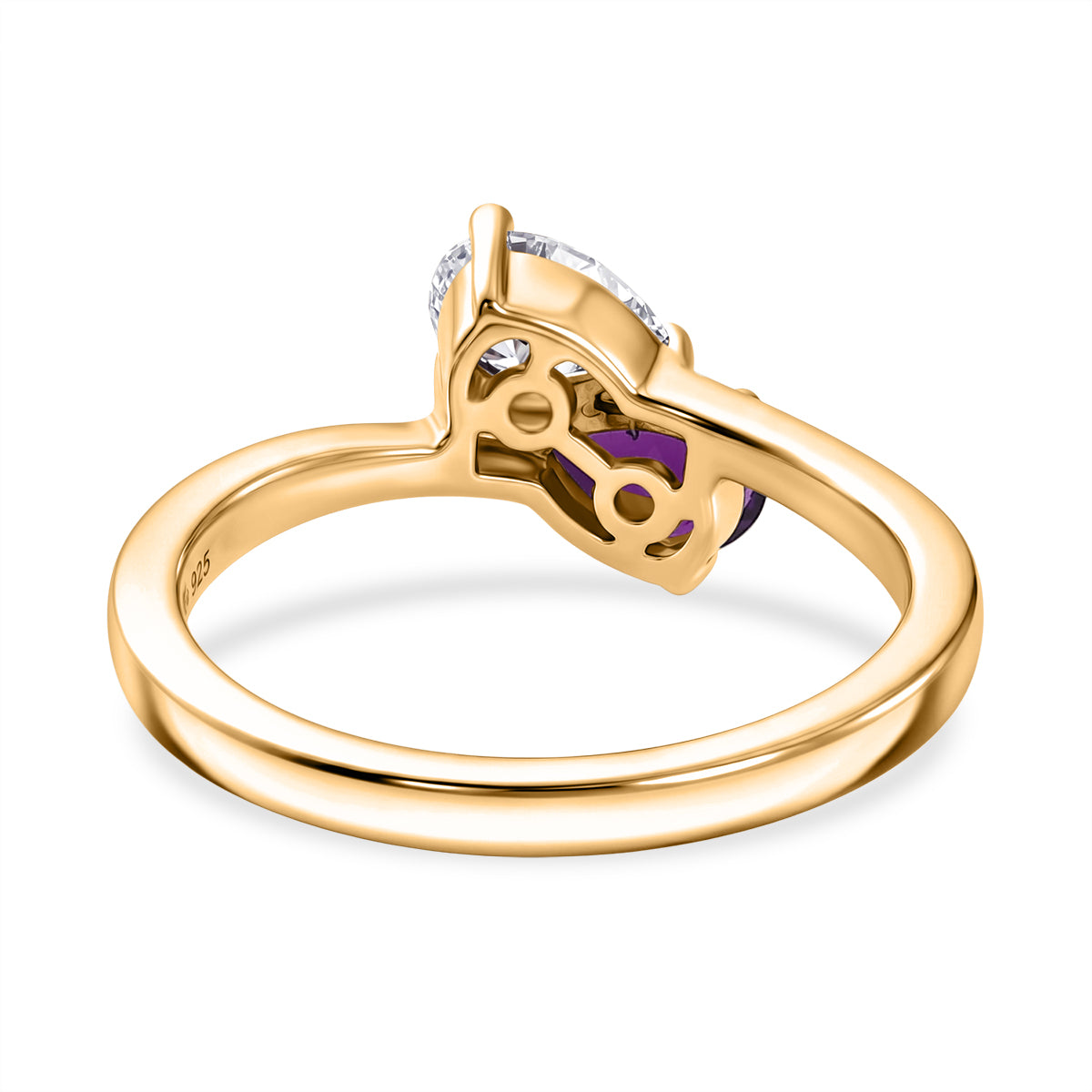 D'Joy African Amethyst &amp; Moissanite Toi-et-Moi Ring in 18K Vermeil Yellow Gold Plated Sterling Silver 8574005 5