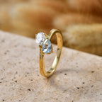 Royal Bali Collection - D'Joy Aquamarine & Moissanite Toi-et-Moi Ring in 18K Vermeil Yellow Gold Plated Sterling Silver_8574027_2