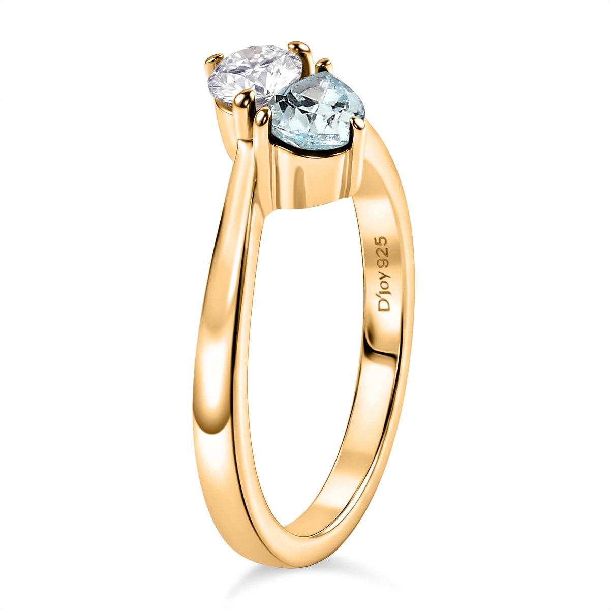 D'Joy Aquamarine &amp; Moissanite Toi-et-Moi Ring in 18K Vermeil Yellow Gold Plated Sterling Silver 8574027 4