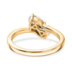 Royal Bali Collection - D'Joy Aquamarine & Moissanite Toi-et-Moi Ring in 18K Vermeil Yellow Gold Plated Sterling Silver_8574027_4