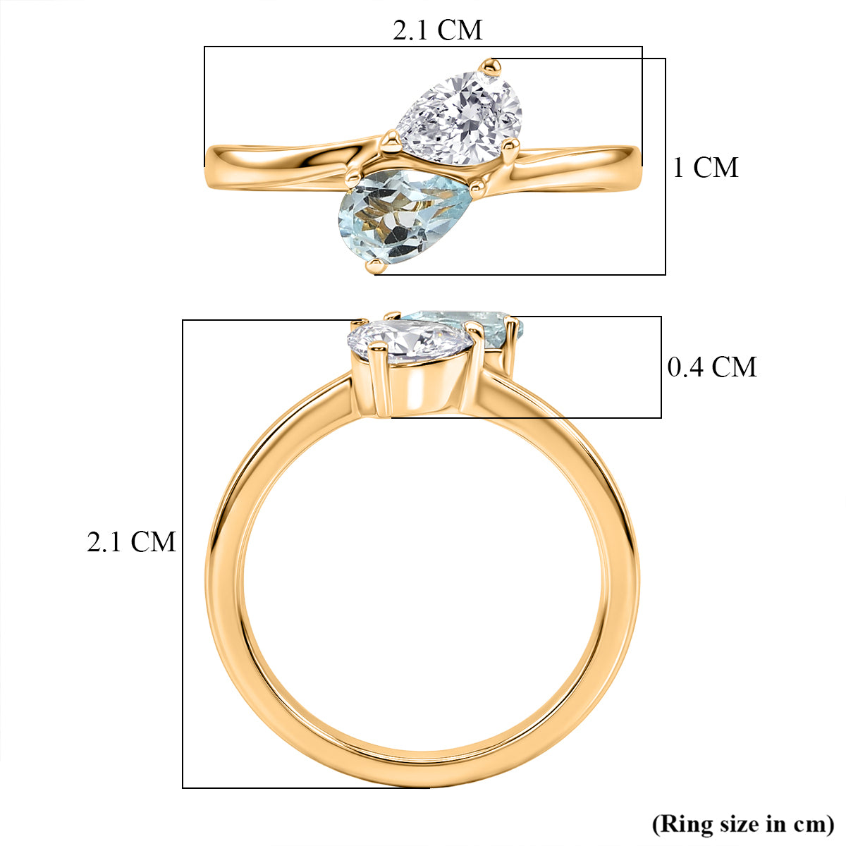 D'Joy Aquamarine &amp; Moissanite Toi-et-Moi Ring in 18K Vermeil Yellow Gold Plated Sterling Silver 8574027 6