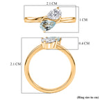 Royal Bali Collection - D'Joy Aquamarine & Moissanite Toi-et-Moi Ring in 18K Vermeil Yellow Gold Plated Sterling Silver_8574027_5