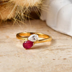 Royal Bali Collection - D'Joy African Ruby & Moissanite Toi-et-Moi Ring in 18K Vermeil Yellow Gold Plated Sterling Silver 1.00 Ct._8574093_2