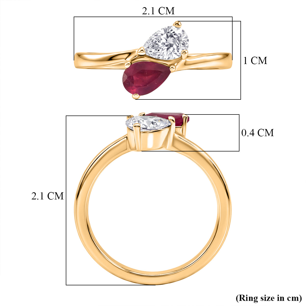 D'Joy African Ruby &amp; Moissanite Toi-et-Moi Ring in 18K Vermeil Yellow Gold Plated Sterling Silver 1.00 Ct. 8574093 6