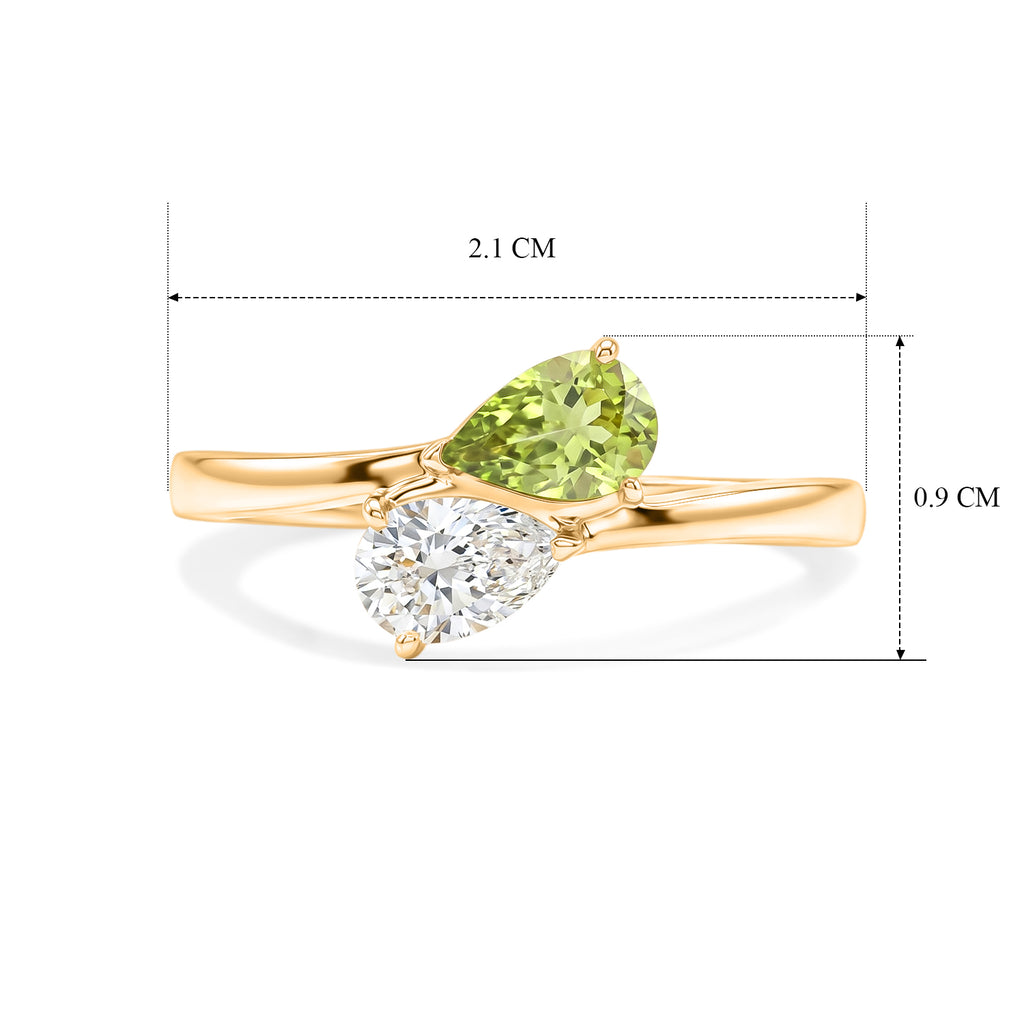 Royal Bali Collection - D'Joy Peridot & Moissanite Toi-et-Moi Ring in 18K Vermeil Yellow Gold Plated Sterling Silver_8574116_6